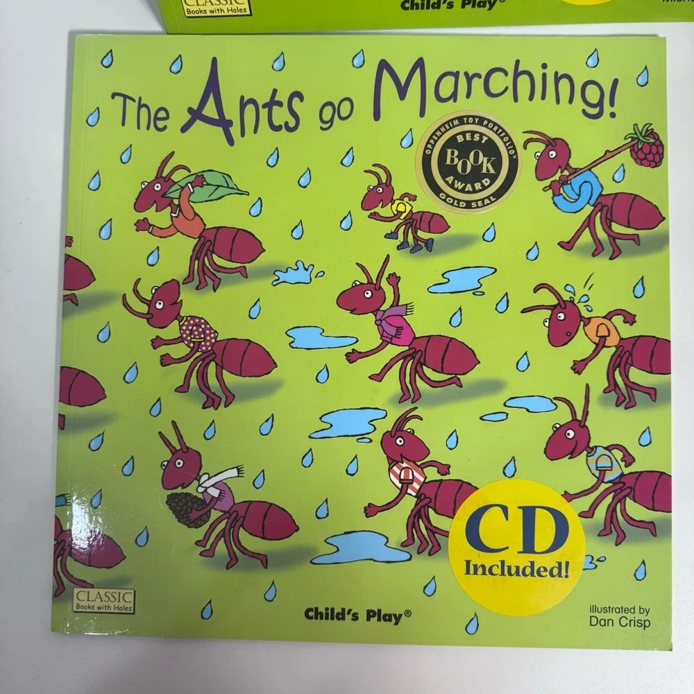 Four New Kids baby books CD Sing Along Interactive Wheels‎ Bus Ants Bones Meadow